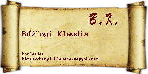 Bényi Klaudia névjegykártya
