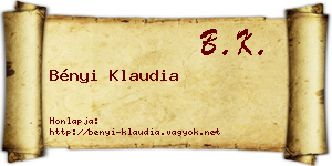 Bényi Klaudia névjegykártya